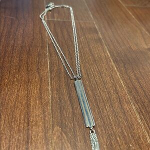 Silver Long Lariat Style Necklace